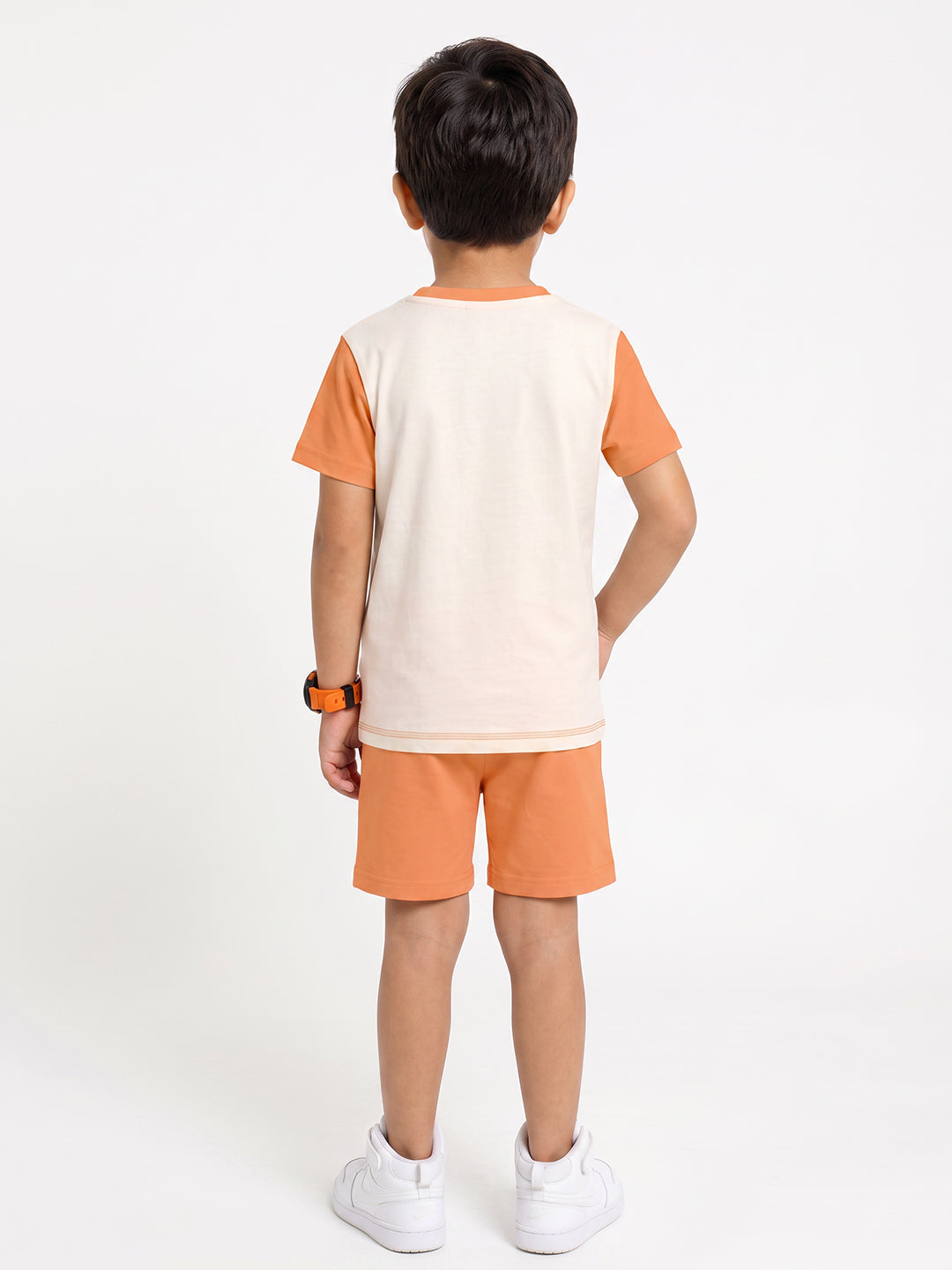 Kids - Escape & Explore Off White Orange Top & Orange Bottom Set