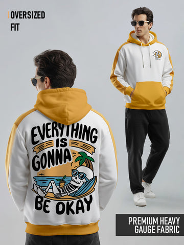Everthing is Gonna Be Okay Oversized Hoodie - Off White & Yellow
