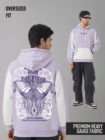 Explore The Unknown Oversized Hoodie - Lilac & White