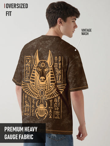 Eye Of Ra Acid Wash Oversized T-Shirt - Coffee Brown