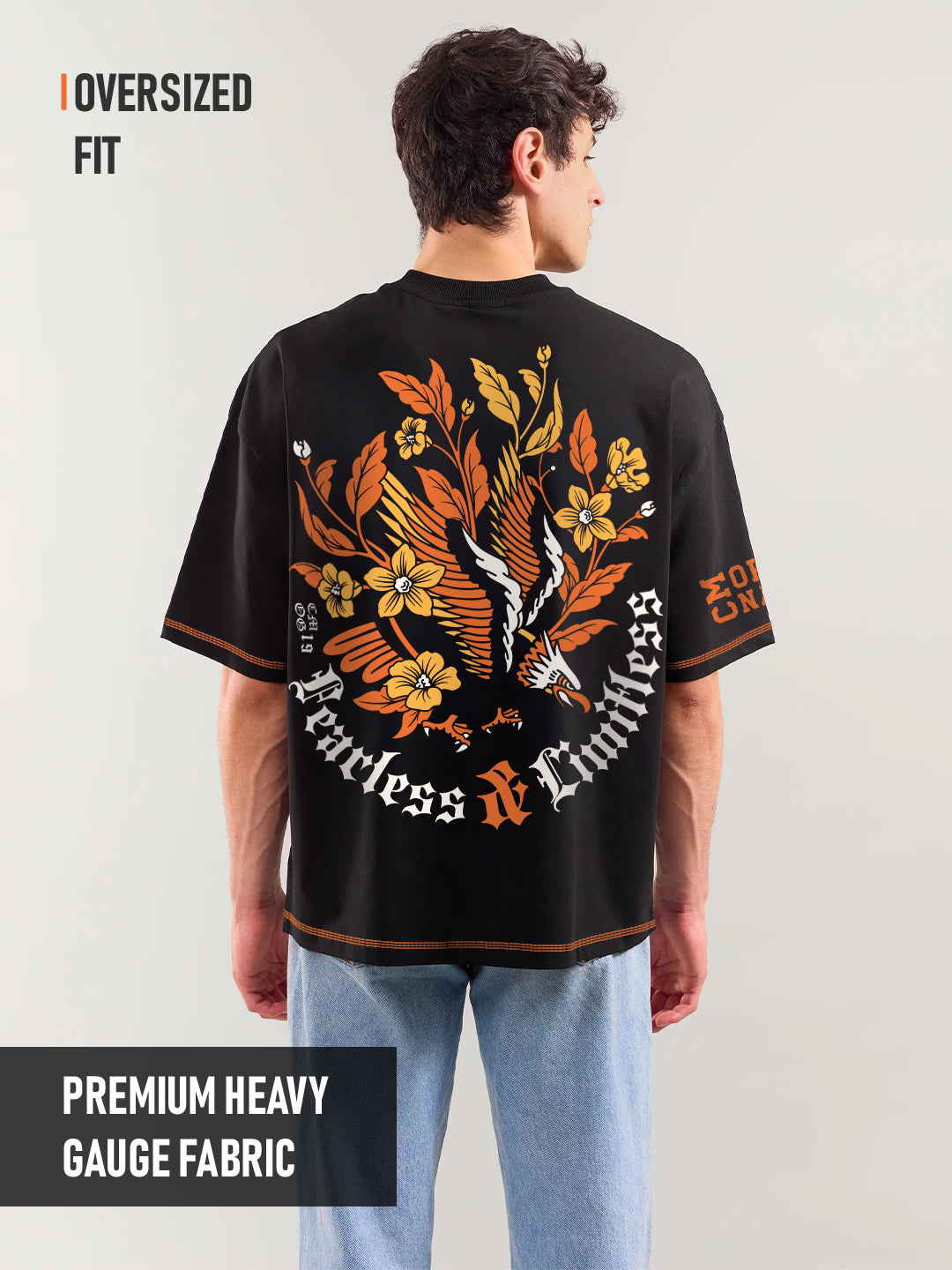 Fearless and Limitless Graphic Printed Oversized T-Shirt - Black