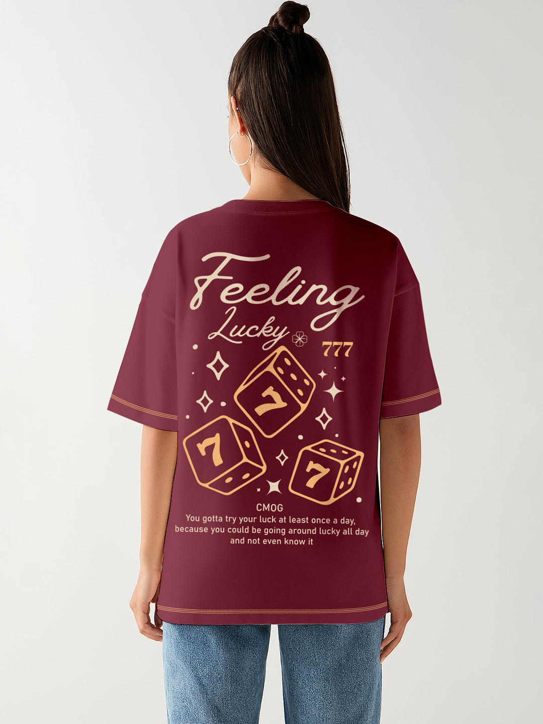 Feeling Lucky Women Oversized T-Shirt - Maroon