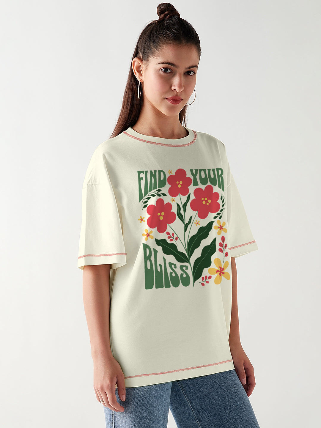 Find Your Bliss Women Oversized T-Shirt - Multi Color
