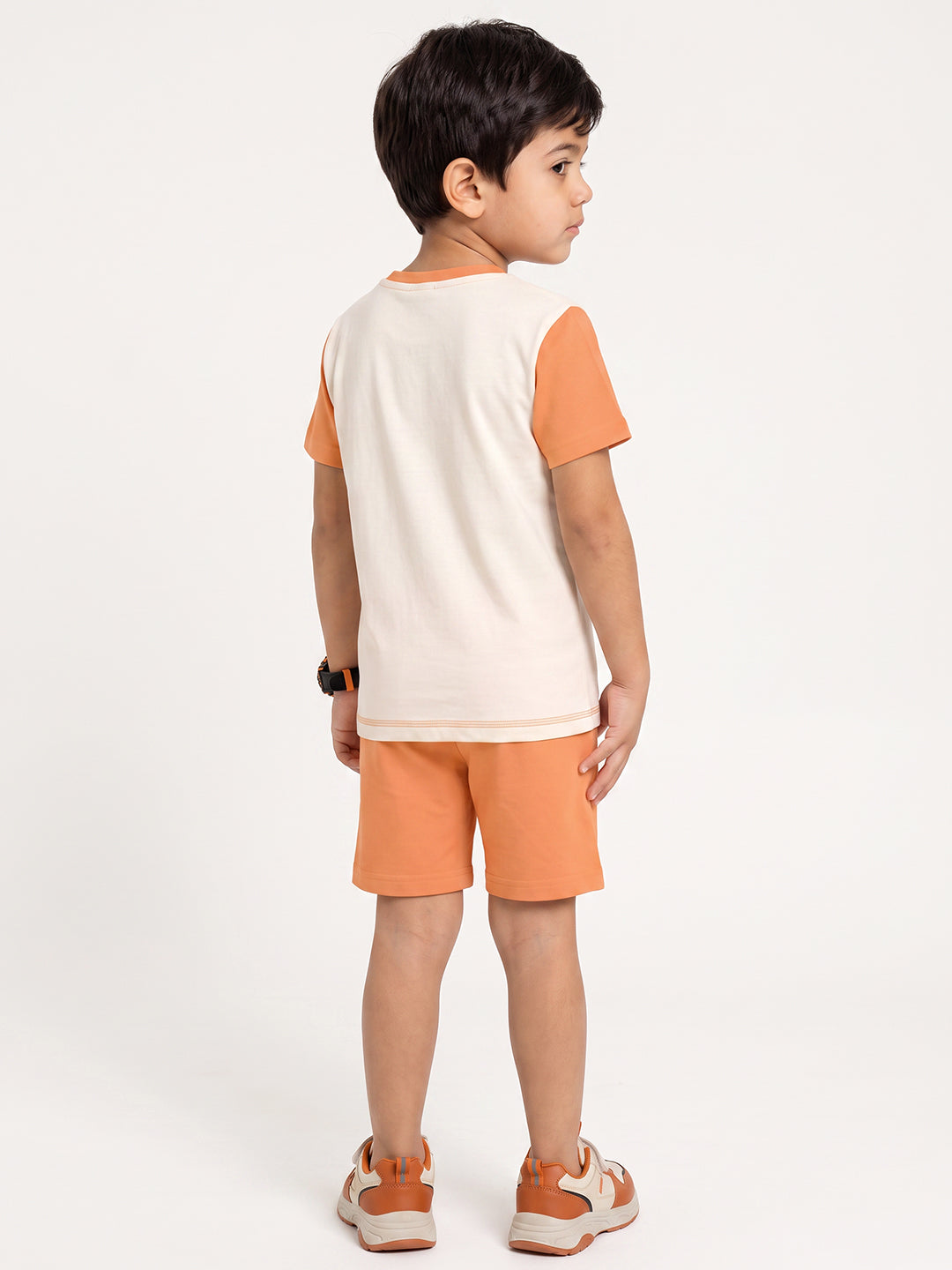 Kids - Fire Wheels Off White Orange Top & Orange Bottom Set