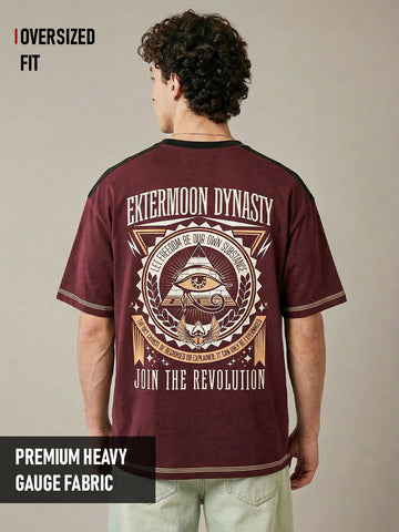 Free Moon Dynasty Oversized T-Shirt - Black & Maroon