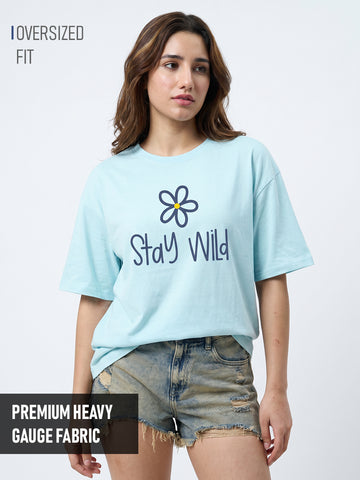 Free Spirit Women Oversized T-Shirt - Sea Blue
