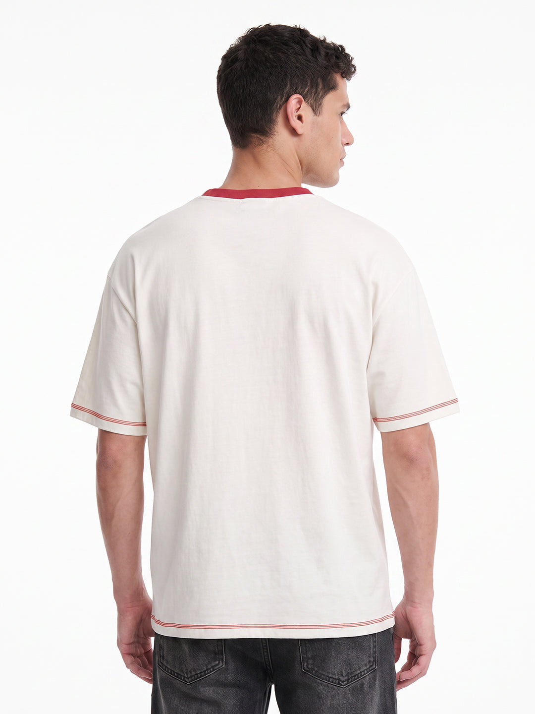 Full Throttle Oversized T-Shirt - Off White & Red