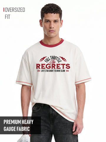 Full Throttle Oversized T-Shirt - Off White & Red