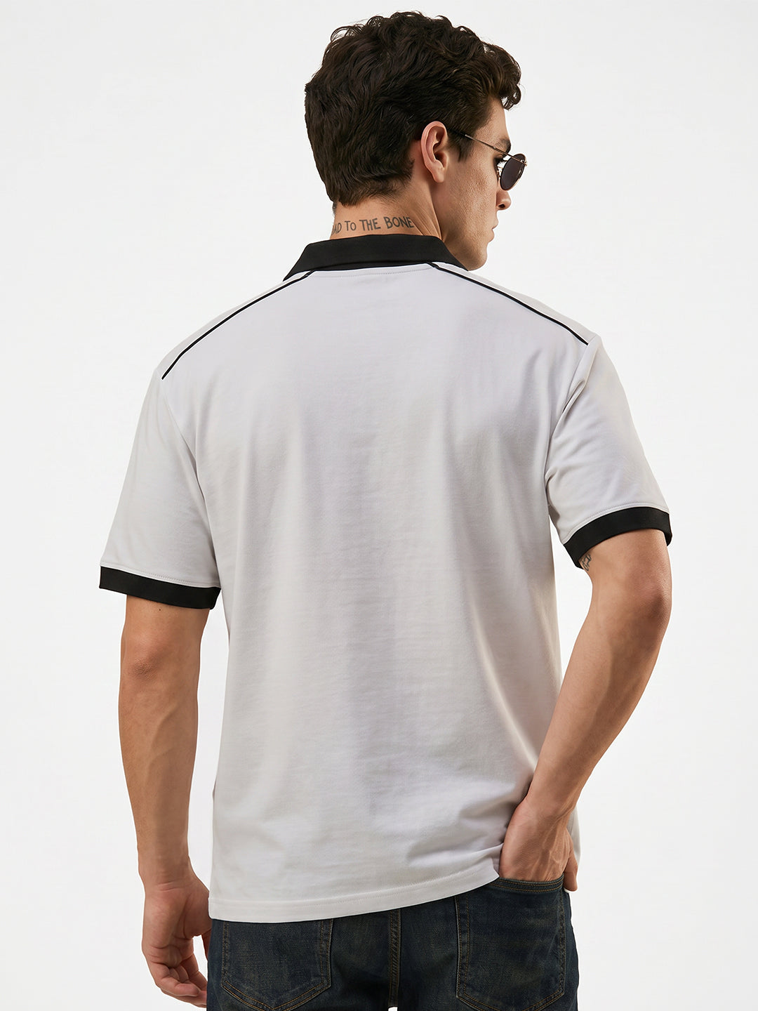 Gate of Versailles Oversized Polo T-Shirt - Light Grey & Black