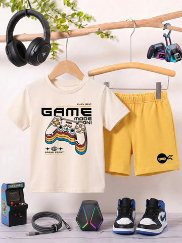 Kids - Game Mode on Off White Top & Yellow Bottom Set