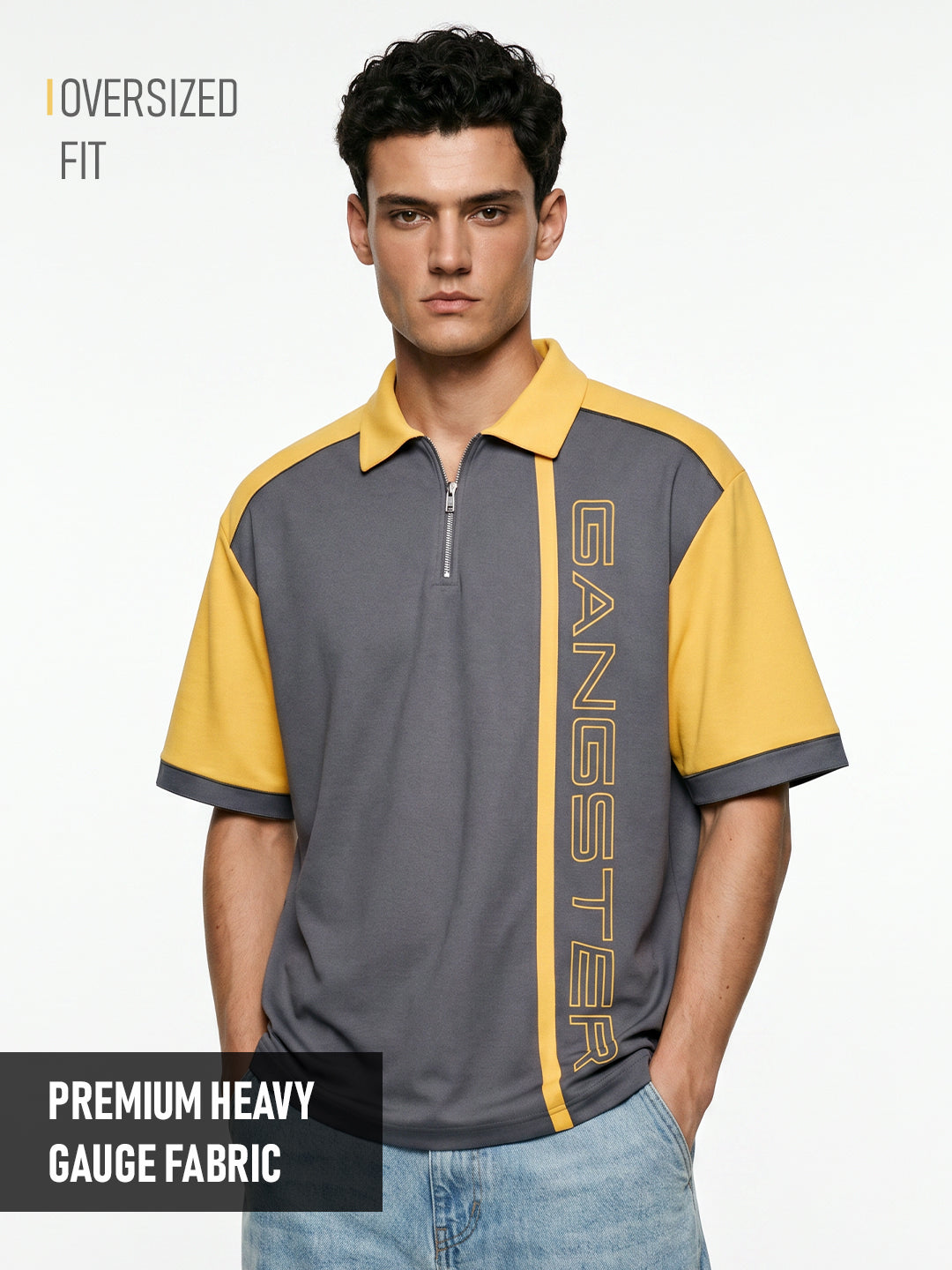 Gangster Oversized Polo T-Shirt - Multi Color – Crazymonk