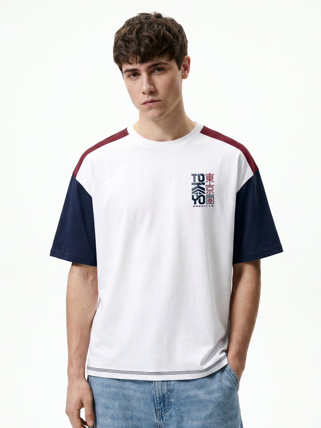 Godzilla GTR Oversized T-Shirt - Maroon/Navy/White