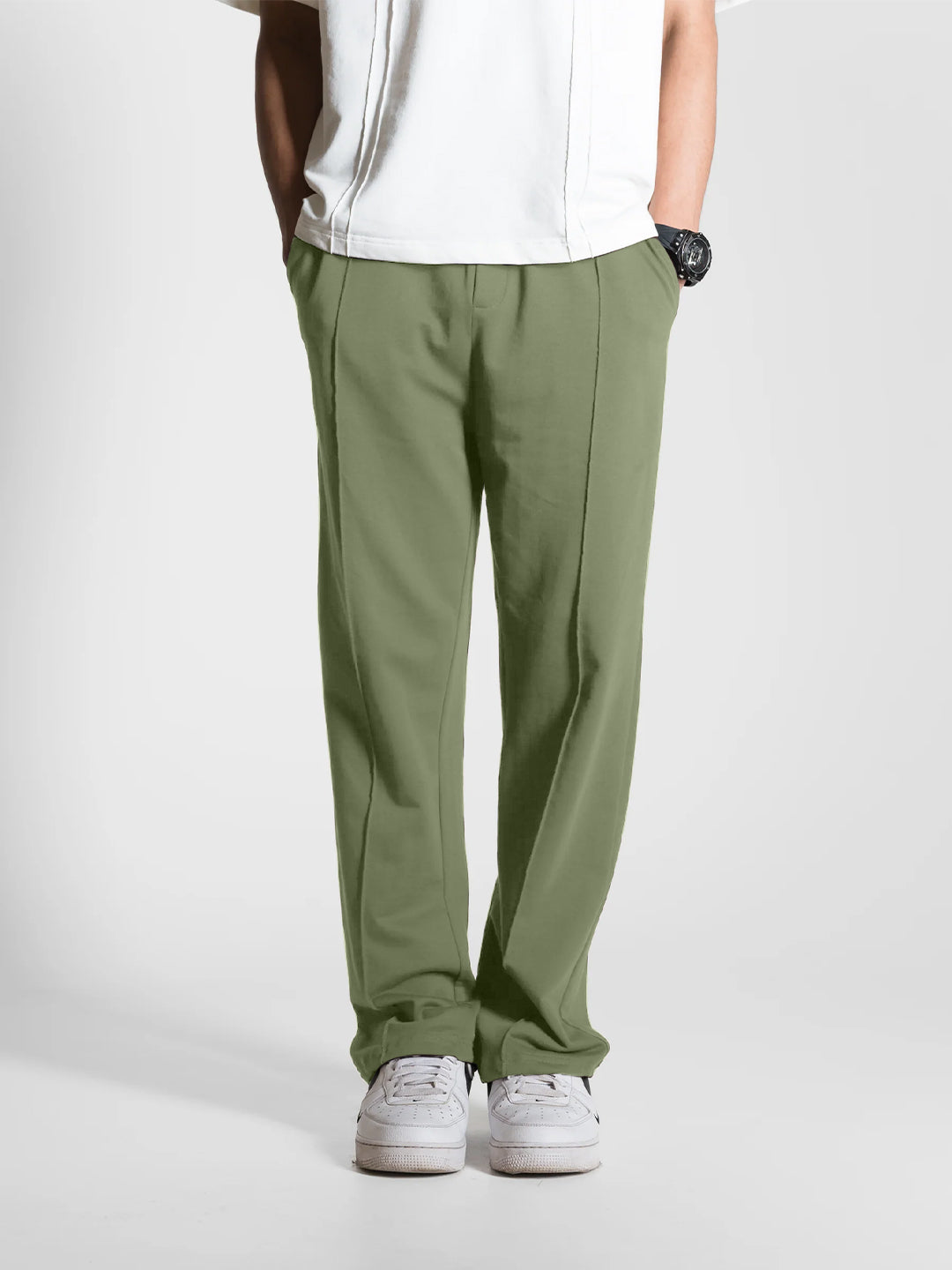 Plain Oversized Cargo Joggers - Green