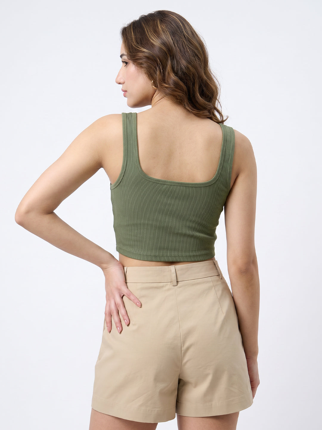 Women's Plain Crop Top - Green