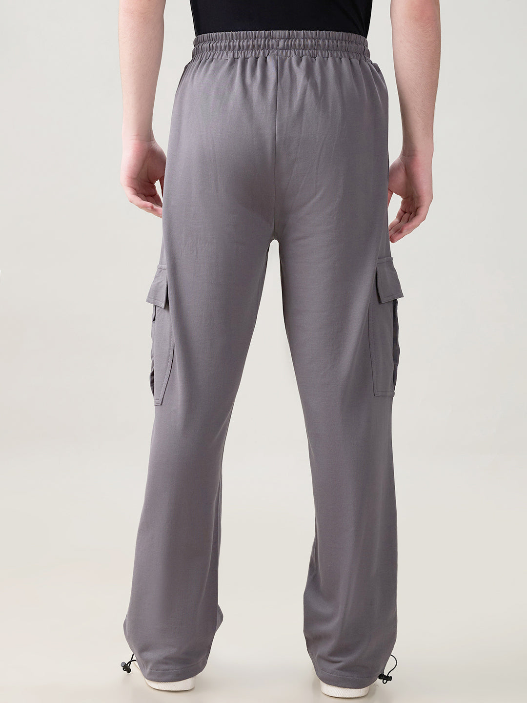 Plain Oversized Cargo Joggers - Grey