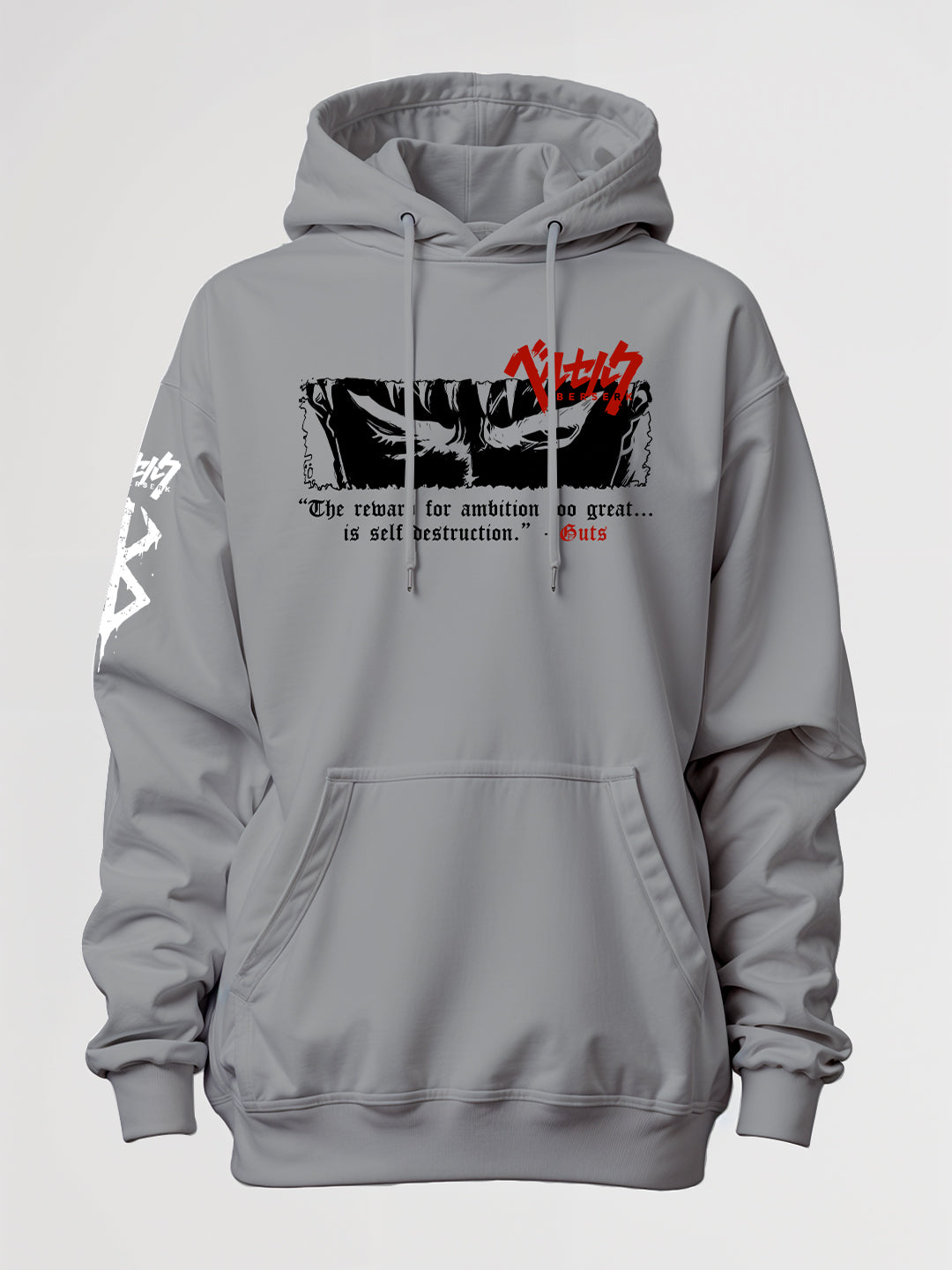 Guts Wrath Berserk Oversized Hoodie - Steel Grey