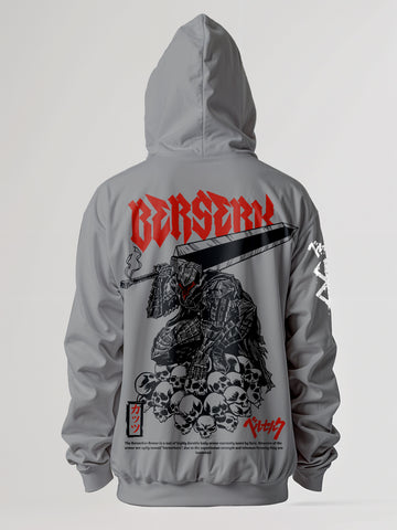 Guts Wrath Berserk Oversized Hoodie - Steel Grey