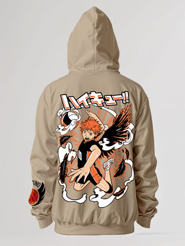 Hinata Shoyo Haiku Ovesized Hoodie - Hazzle Nut