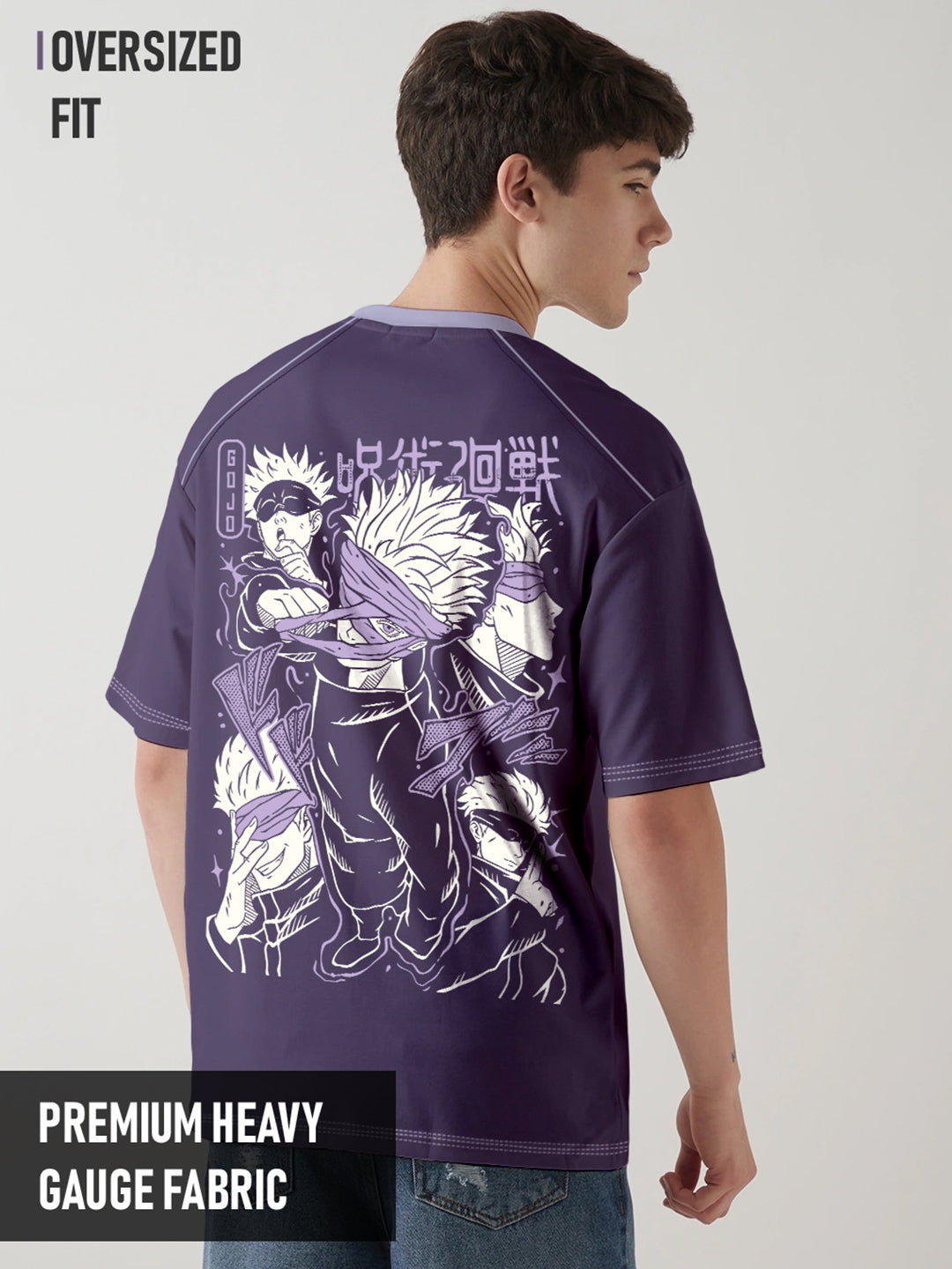 Honered One Gojo Printed Anime Oversized T-Shirt - Multi Color
