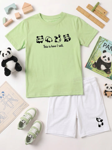Kids - How I Roll Pista Green Top & White Bottom Set
