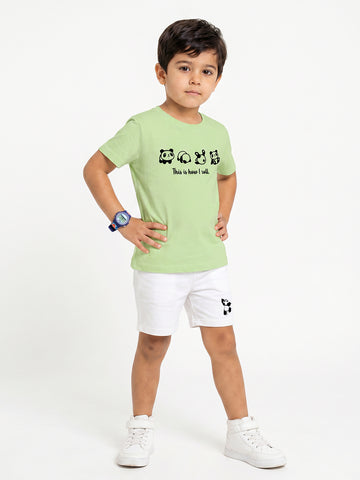 Kids - How I Roll Pista Green Top & White Bottom Set