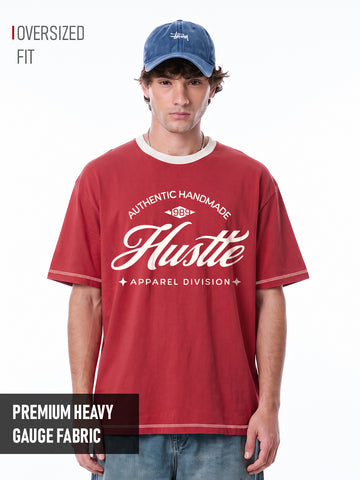 Hustle Unit Ovesized T-Shirt - Red & White