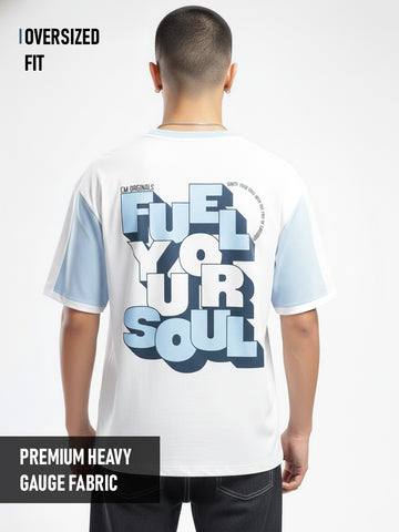 Ignite Oversized T-Shirt - White & Sky Blue