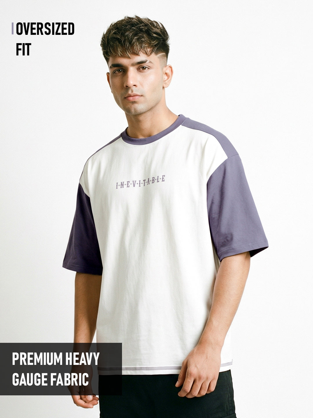 Inevitable Oversized T-Shirt - White & Nilac