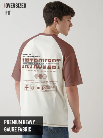 Introvert Oversized T-Shirt - White & Coral Haze