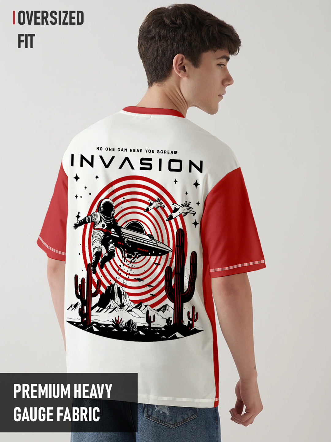 Invasion Graphic Printed Oversized T-Shirt - Multi Color