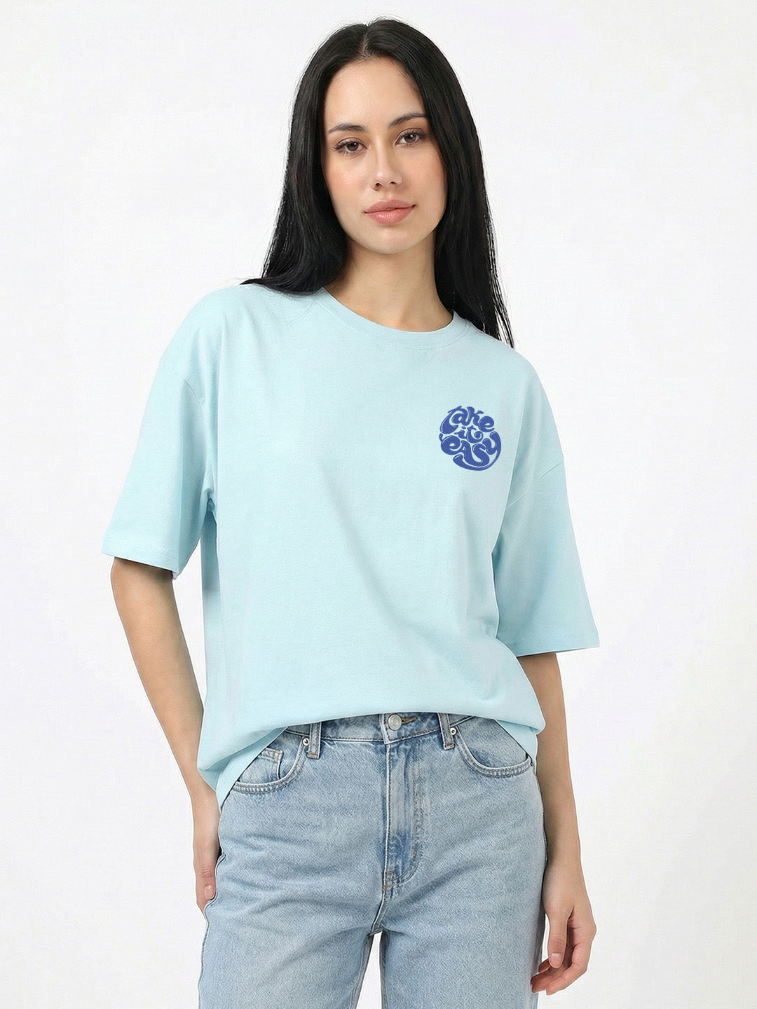 Keep Going on Women Oversized T-Shirt - Sea Blue
