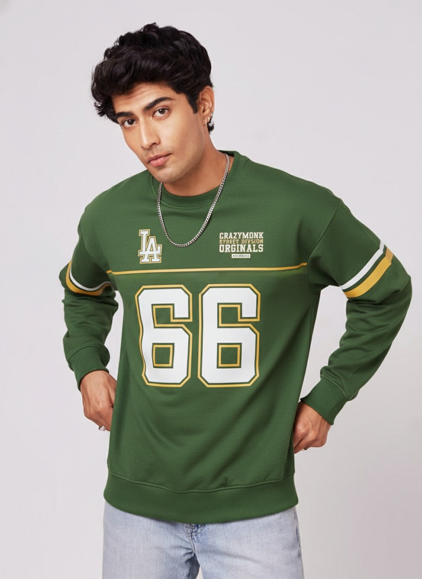 Los Angles Oversized Sweatshirt - Bottle Green