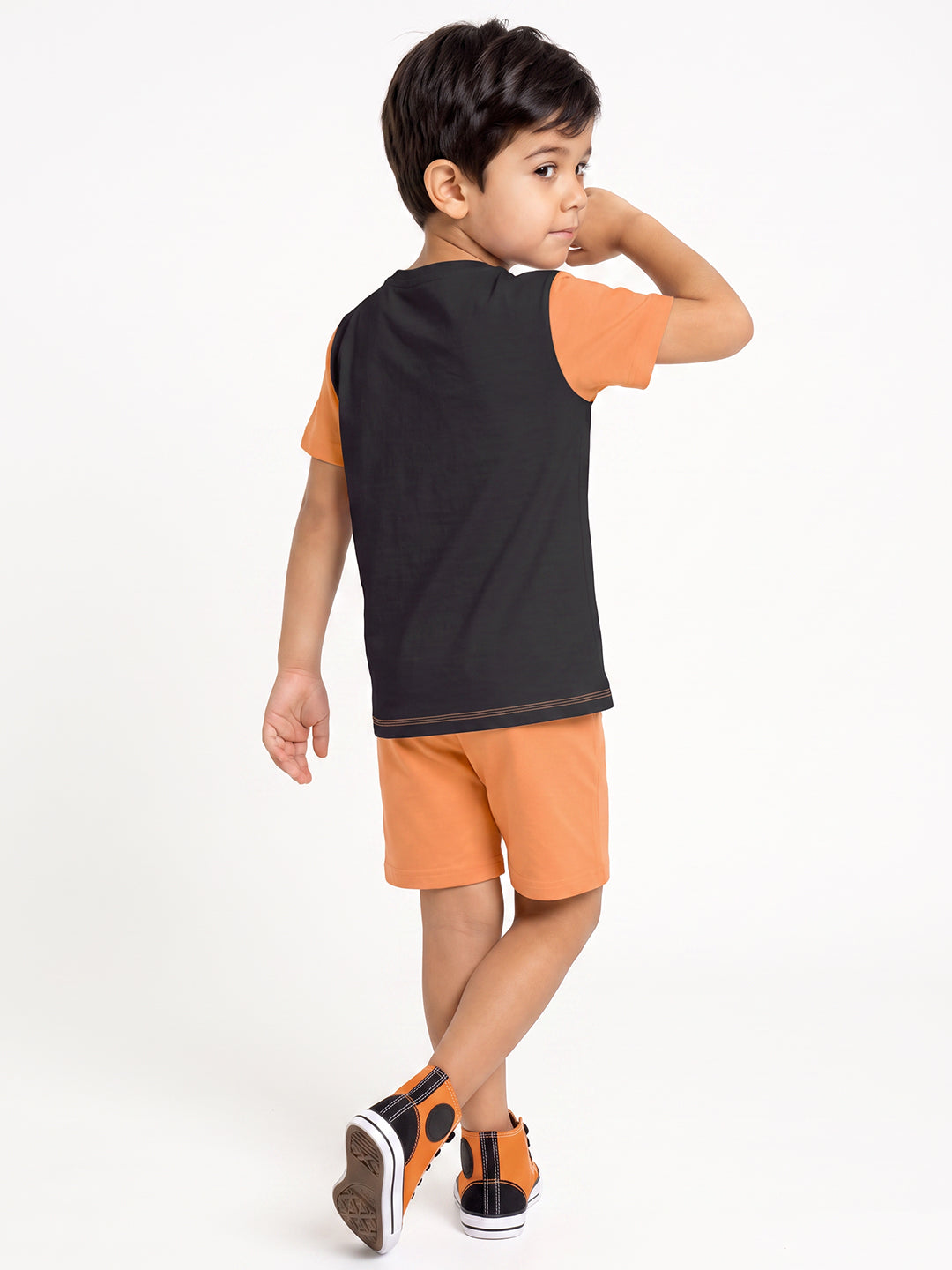 Kids - Lets Rock Black Orange Top & Orange Bottom Set