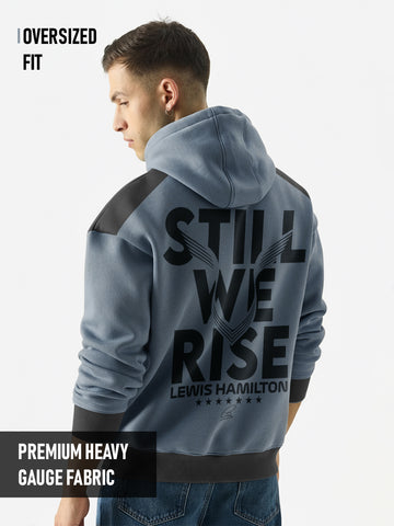 Lewis Hamilton Oversized Hoodie - Metallic Grey & Black