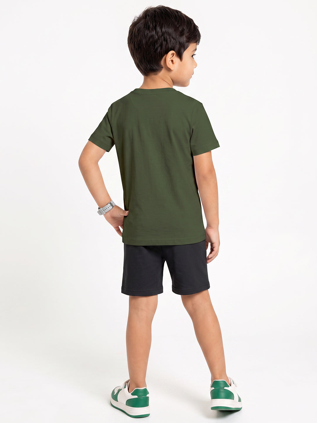 Kids - Life is Good Olive Green Top & Black Bottom Set