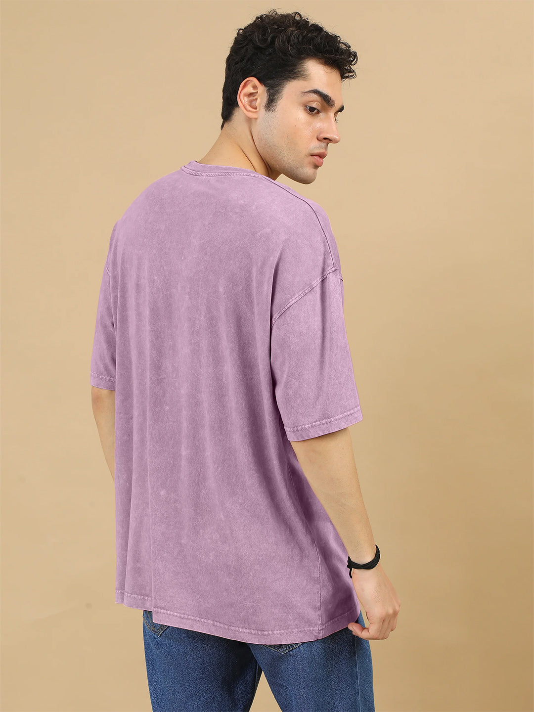 Plain Acid Wash Oversized T-Shirt - Light Plum