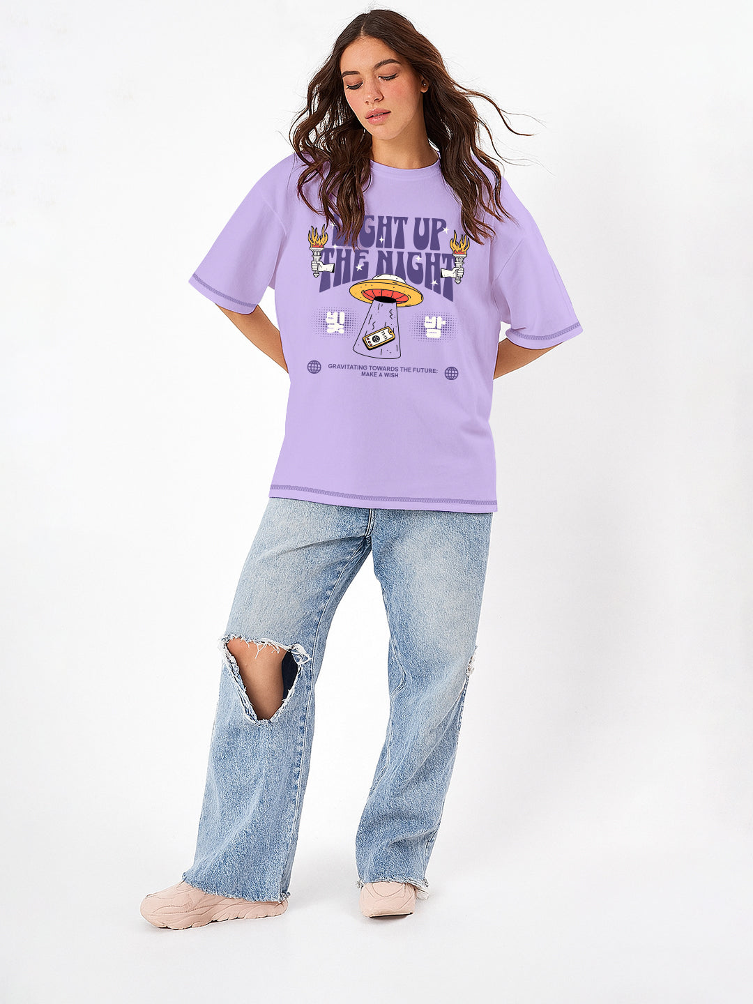 Light up the Night Women Oversized T-Shirt - Multi Color