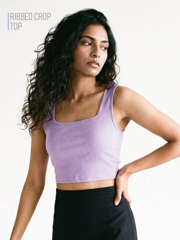 Women's Plain Crop Top - Misty Lilac