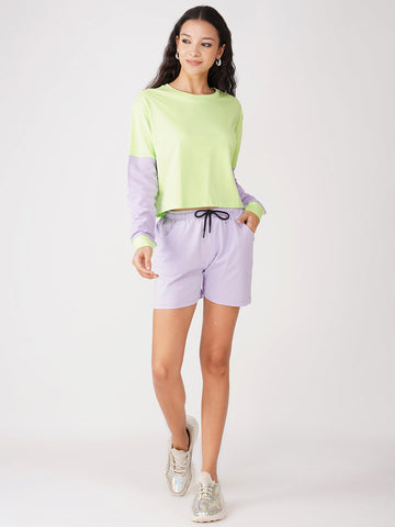 Lime with Lilac Coord Shorts