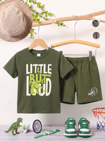 Kids - Little But Loud Olive Green Top & Bottom Set