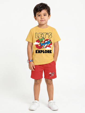 Kids - Little Pilot Yellow Top & Red Bottom Set