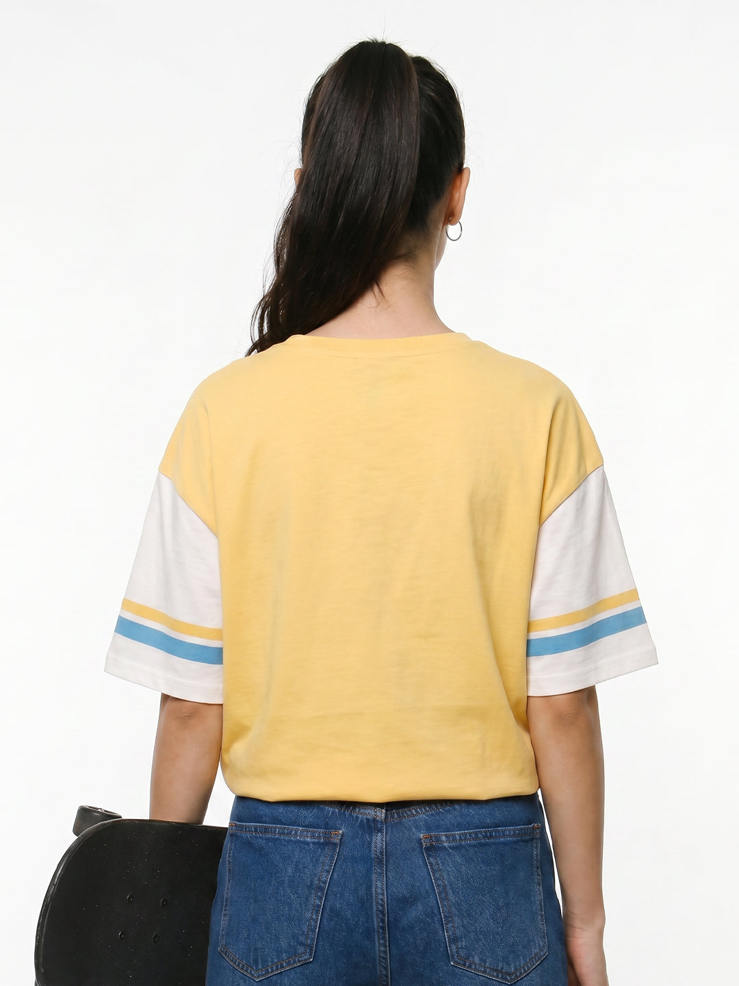 London Star League Women Oversized T-Shirt - Yellow & Off White