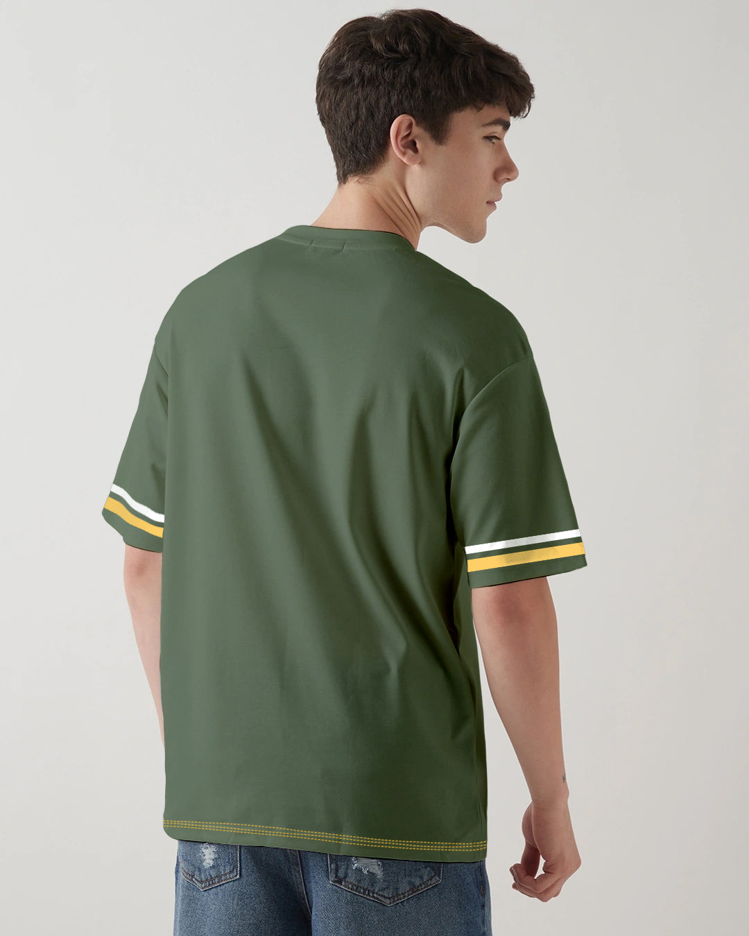 Los Angels Graphic Printed Oversized T-Shirt - Military Green