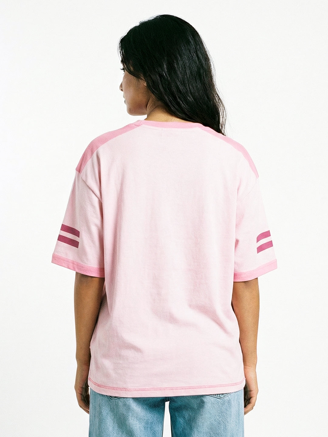 Las Vegas 99 Women Oversized T-Shirt - Pink - Sleeve Stripes