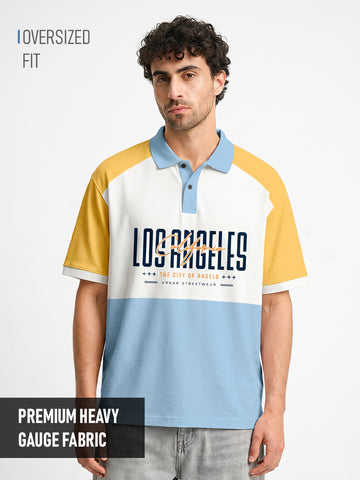 Los Angeles Oversized Polo T-Shirt - Multi Color