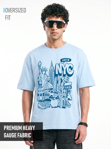 Lost in Nyc Oversized T-Shirt - Sky Blue