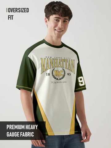 Manhattan Oversized T-Shirt - Off white, Green & Yellow