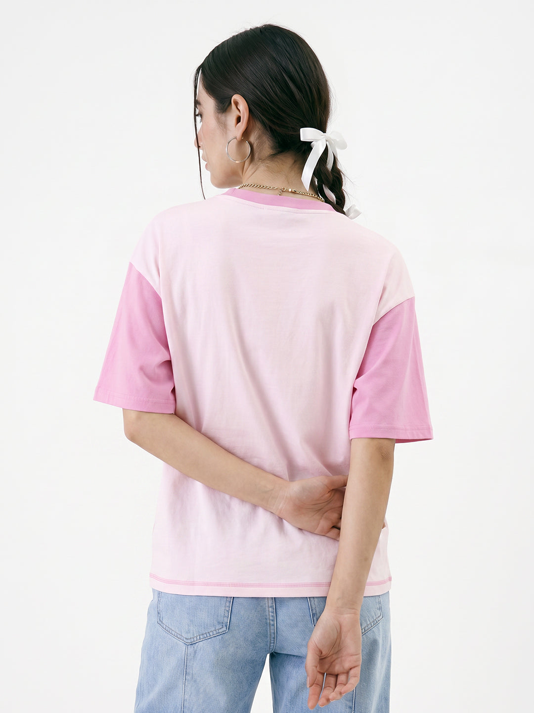 Martini Social Club Women Oversized T-Shirt - Light Pink & Pink