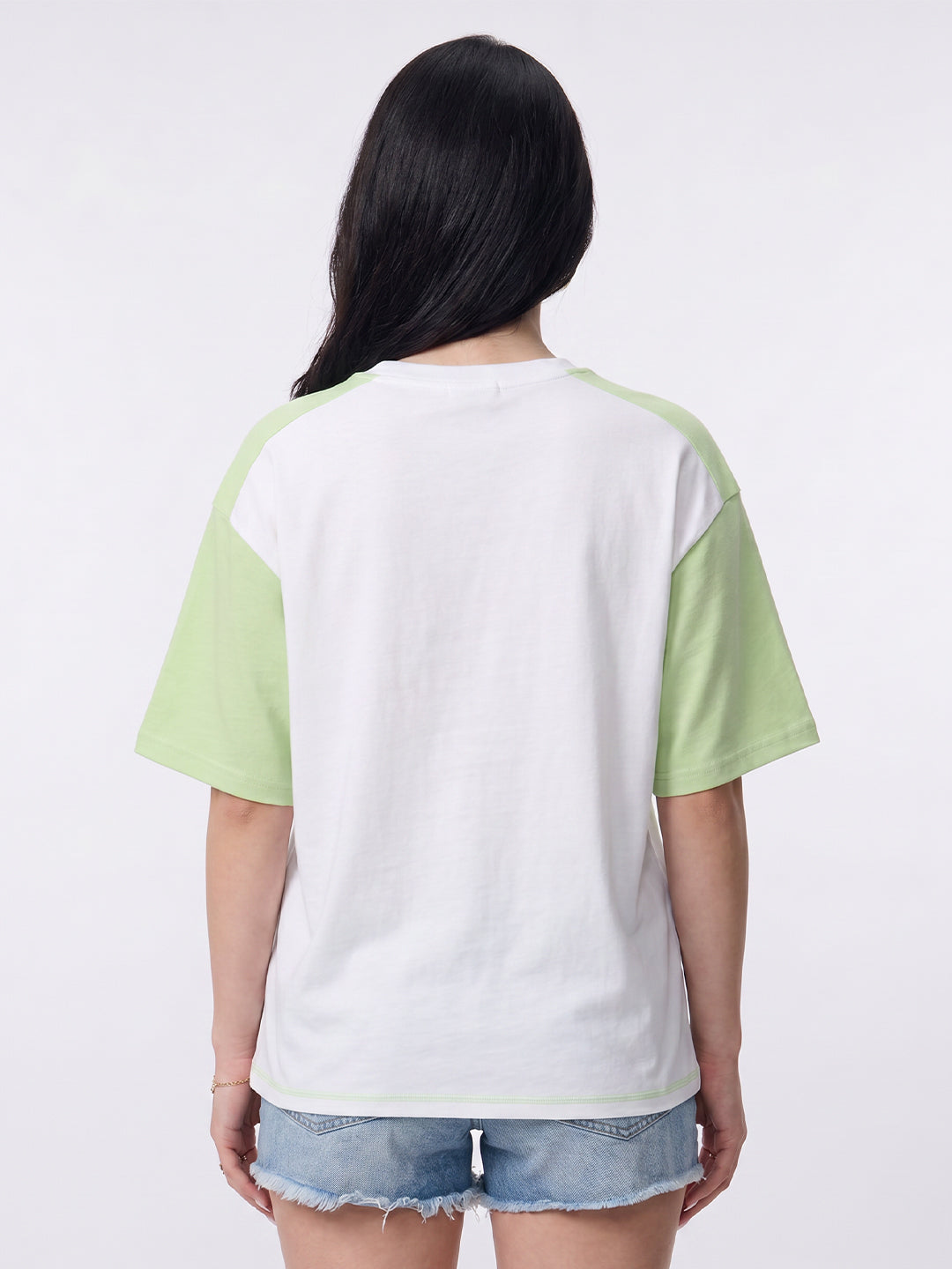 Matcha Club Women Oversized T-Shirt - White & Pista Green