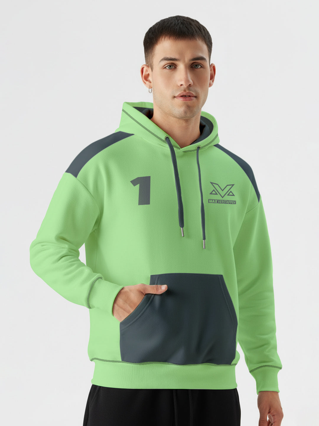 Max Verstappen Oversized Hoodie - Pista Green & Grey